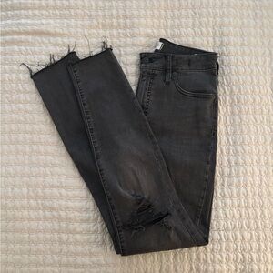 Madewell Black Skinny Jeans with Distressed Details